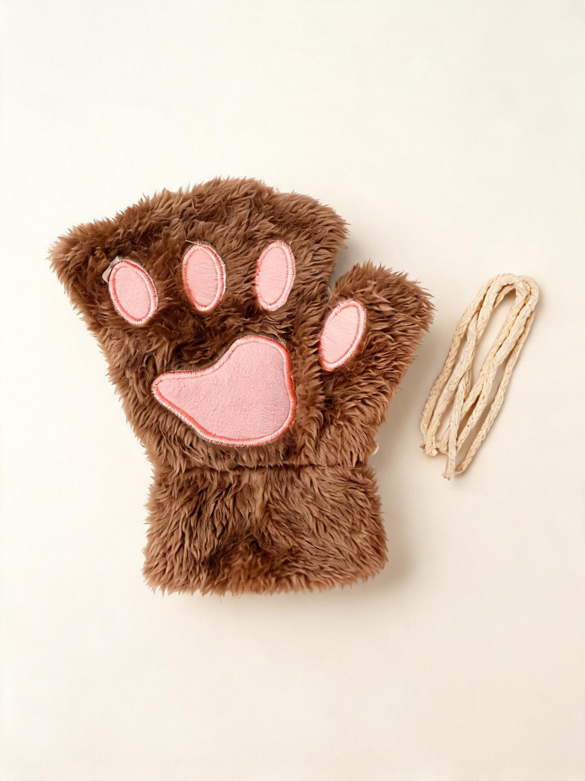 Kitty Cat Khaki Paw Gloves — high-resolution product view