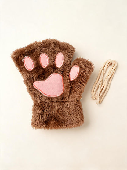Kitty Cat Khaki Paw Gloves — high-resolution product view