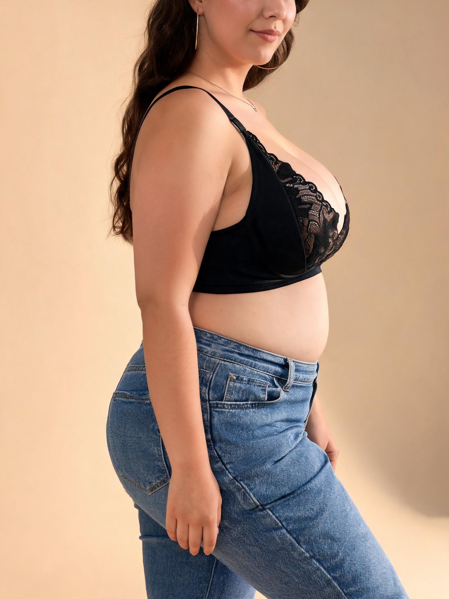 Ultra Thin Big Bust Small Look Wireless Comfort Lace Push Up Bra