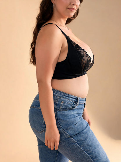 Ultra Thin Big Bust Small Look Wireless Comfort Lace Push Up Bra