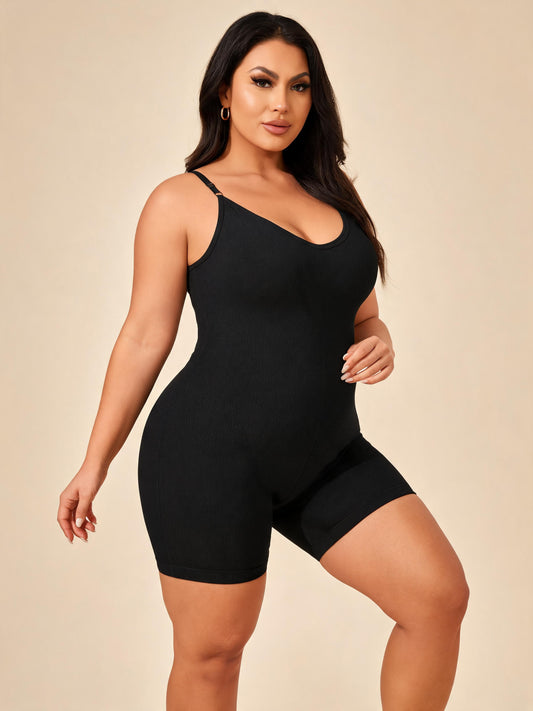 Second Skin Ribbed Shaping Bodysuit Shorts