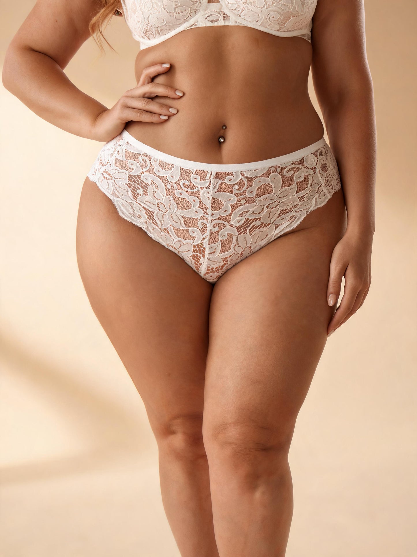 Mid Waist Lace Cheeky Briefs with Cotton Gusset
