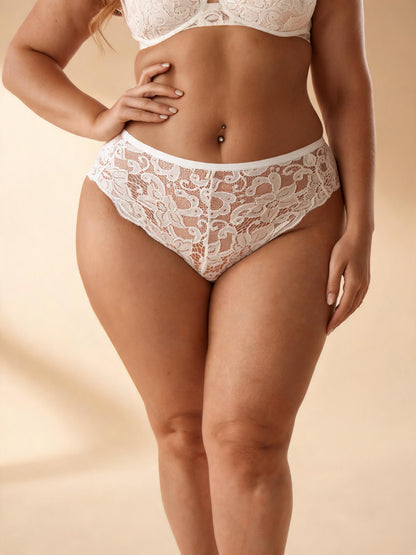Mid Waist Lace Cheeky Briefs with Cotton Gusset