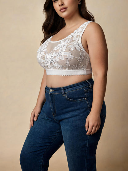 Ultra Thin Wireless Push Up Minimizer & Back Closure Design Lace Bralette Bra