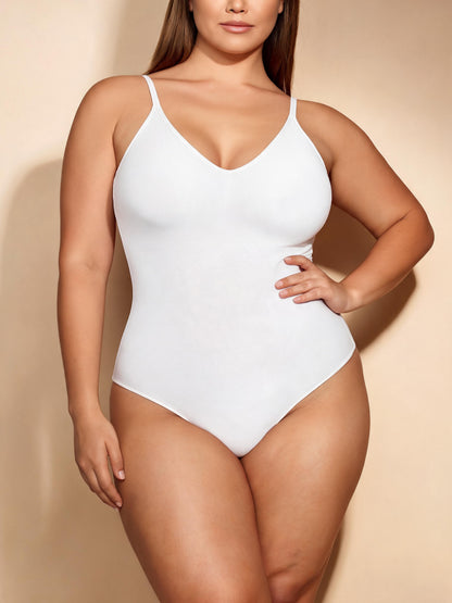 Scoop Neck Camisole Bodysuit with Adjustable Straps Seamless Bodysuit