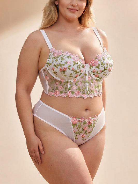 Premium Quality Built-in Padding Floral Lace Bra Set