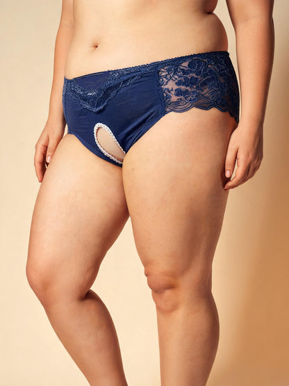 Low Waist Hollow Out Lace Open Crotch Thong