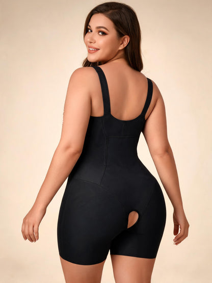 Open Bust Tummy Control Bodysuit with Wide Straps & Easy Pee Crotch without Bra