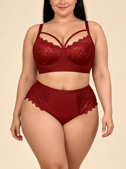 Lace High-Waist Lingerie Set with Underwire Support