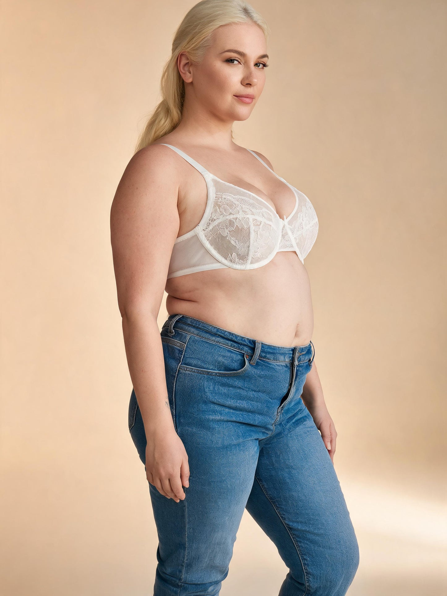 Sexy Mesh Push Up Minimizer Design  Sheer Lace Bra