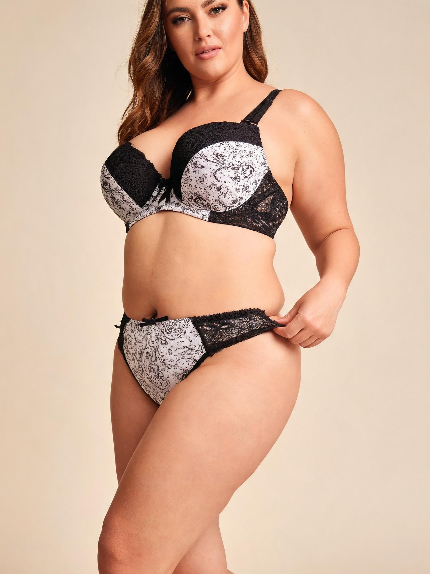 3/4 Cup Thin Lightweight Underwire Lingerie Lace Push Up Bra Set