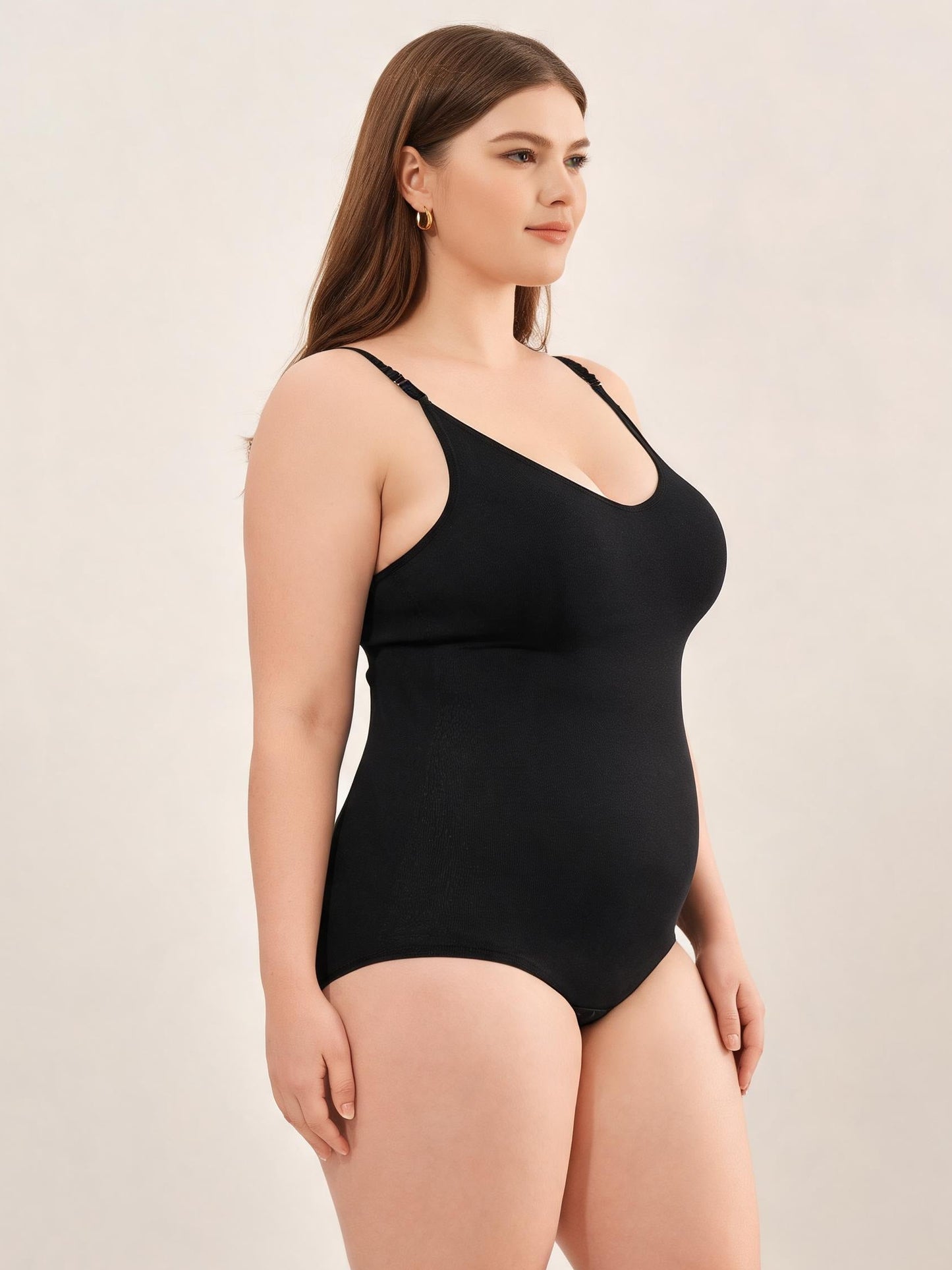 Scoop Neck Camisole Bodysuit with Adjustable Straps Seamless Bodysuit