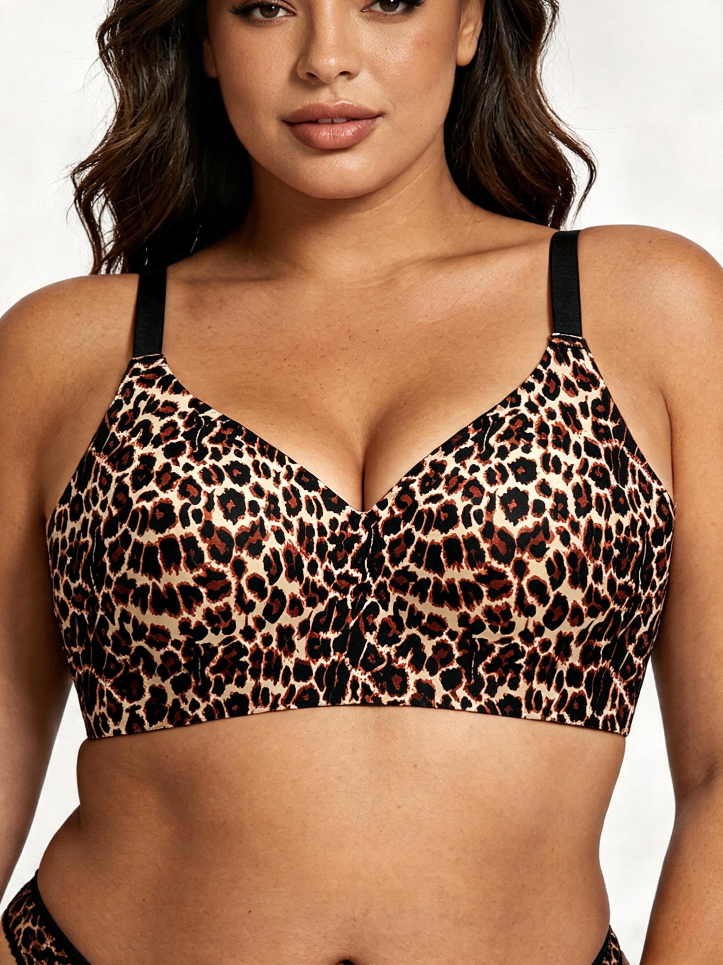 Wild Trace Leopard Print wireless bralette — front view